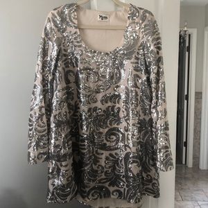 Show Me You Mumu Silver Sequin Dress